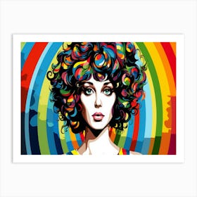 Colorful Girl With Rainbow Hair Art Print