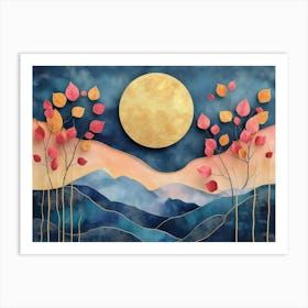 Full Moon In The Mountains Art Print