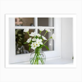 White Flowers In A Vase 2 Art Print