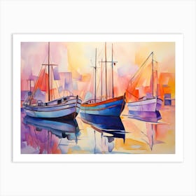 Boats In The Harbor 3 Art Print