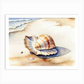 Seashell on the beach, watercolor painting 2 Art Print
