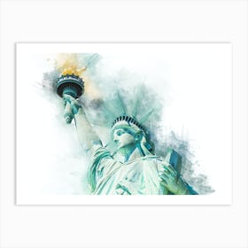 Statue Of Liberty Watercolor Painting Art Print