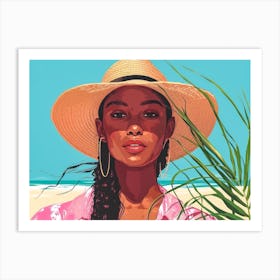 Illustration of an African American woman at the beach 23 Art Print