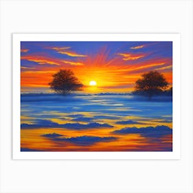 Sunrise Over A Frozen Lake Art Print