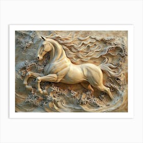 Beautiful Horse 3d Relief Art Art Print