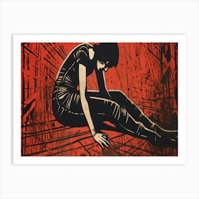 Woman Sitting On The Floor Art Print