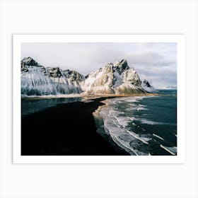 Mountain At A Black Sand Beach In Iceland Art Print