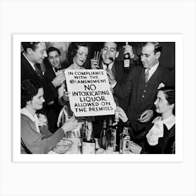 No Intoxicating Liquor, 18th Amendment, End of Prohibition Black and White Vintage Photo Art Print