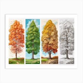 Autumn Tree Set Art Print