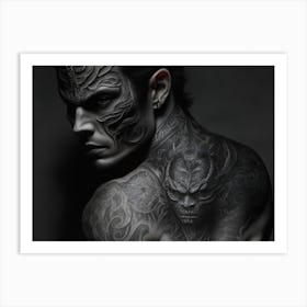 Japanese Demon Mask Tattoo Art Print