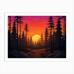 Sunset In The Forest Art Print 1 Art Print