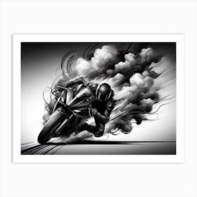 Black And White Motorcycle Art Art Print
