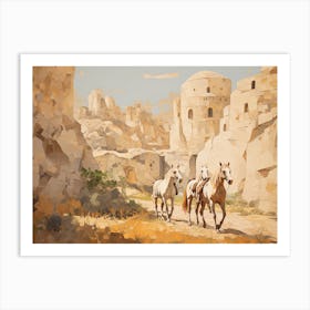 Horses Painting In Cappadocia, Turkey, Landscape 2 Art Print