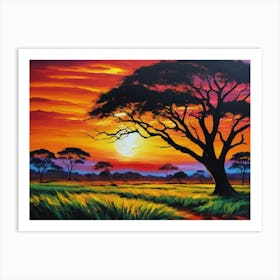 African Sunset Art Print