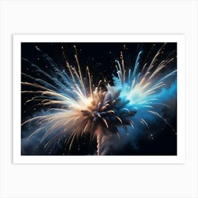 A Spectacular Fireworks Display With A Large, Colorful Explosion Of Light And Smoke Art Print