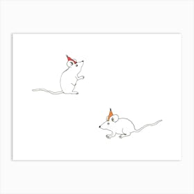 Mice In Party Hats Art Print