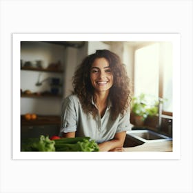 Healthy Woman In Kitchen 1 Art Print