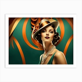 Vintage Art Deco Woman 3 Art Print