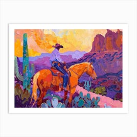 Cowboy Painting Sonoran Desert Arizona 1 Art Print