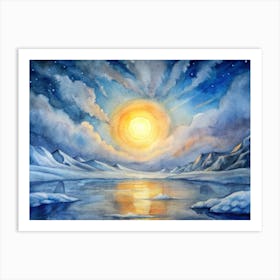 A Glowing Representation Of The Midnight Sun Over (1) Art Print