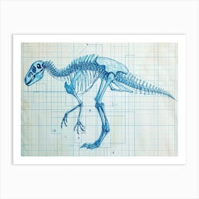 Parasaurolophus Skeleton Hand Drawn Blueprint 1 Art Print