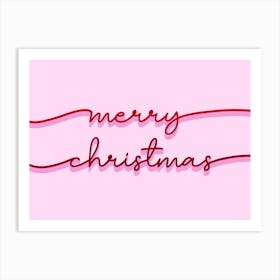 Merry Christmas Pink and Red Art Print