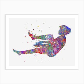 Watercolor Girl Exercising Art Print