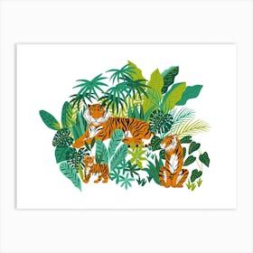 Tiger Family In The Wild Art Print