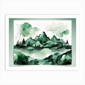 Watercolor Landscape Painting 4 Art Print