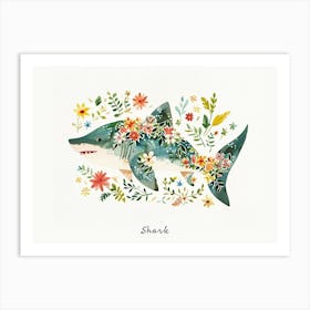 Little Floral Shark 1 Poster Art Print