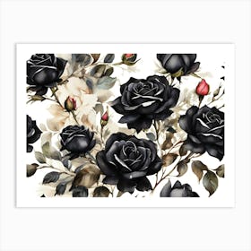 Default A Stunning Watercolor Painting Of Vibrant Black Roses 3 (1) Art Print