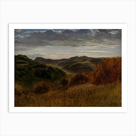 Sunrise Over the Hills Vintage Muted Neutral Landscape Art Print