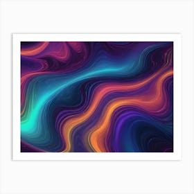 Abstract Image Of Swirling, Iridescent Colors In Shades Of Blue, Teal, Purple, Orange, And Yellow 9 Art Print