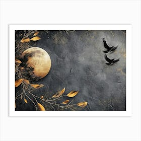 Crows And Moon Art Print