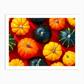 A Digitally Rendered Closeup Of An October Harvest Bursting With Multicolored Autumnal Squash Inclu 2 1 Art Print