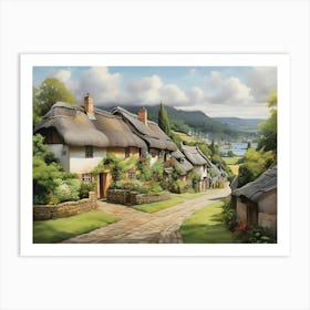 Thatched Cottages Paintings Art Print 1 Art Print