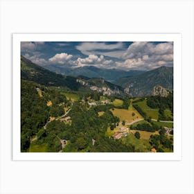 Aerial View Mountain village in Italy on Lake Como Art Print