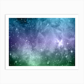 Green, Purple, Blue Galaxy Space Background Art Print