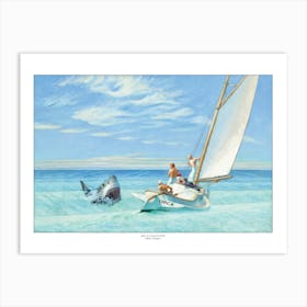 Jaws In A Ground Swell - Edward Hopper Parody Art Print