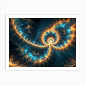 Abstract Image Of A Swirling, Golden And Blue Spiral With Light Trails, Creating A Magical And Cosmic Effect Art Print