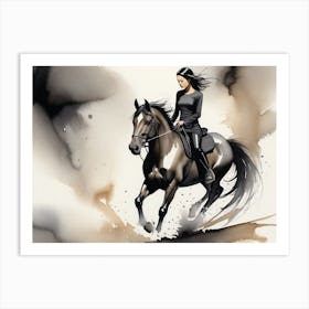 Woman Riding A Horse 3 Art Print