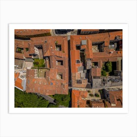 Top view of the historic houses and streets of the Italian city of Novara, Piedmont. Art Print