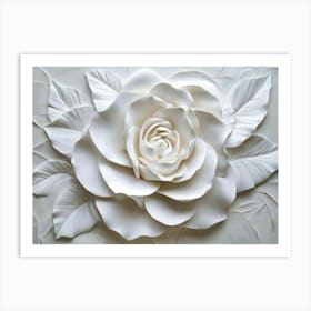 3d Picture Art Background of a Rose from Plaster Art Print