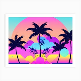 Sunset Palm Trees Art Print