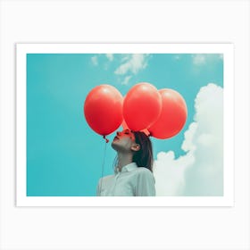 Girl With Red Balloons Art Print