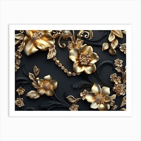 Gold Flowers 22 Art Print