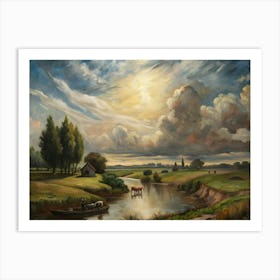 Landscape With Cows Art Print