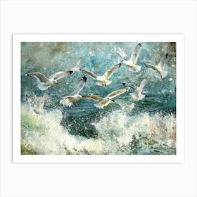 Snow White Gulls upon the Ocean Waves # 1 Art Print