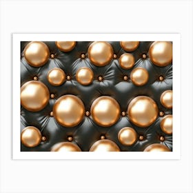 3d Illustration, Seamless Golden Spheres Pattern Art Print