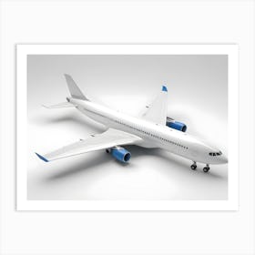 White Airplane On A White Background Art Print